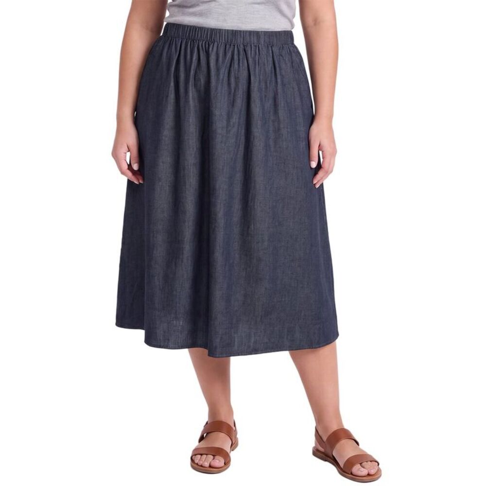 Eileen Fisher Womens Plus Airy Gathered Skirt, Blue